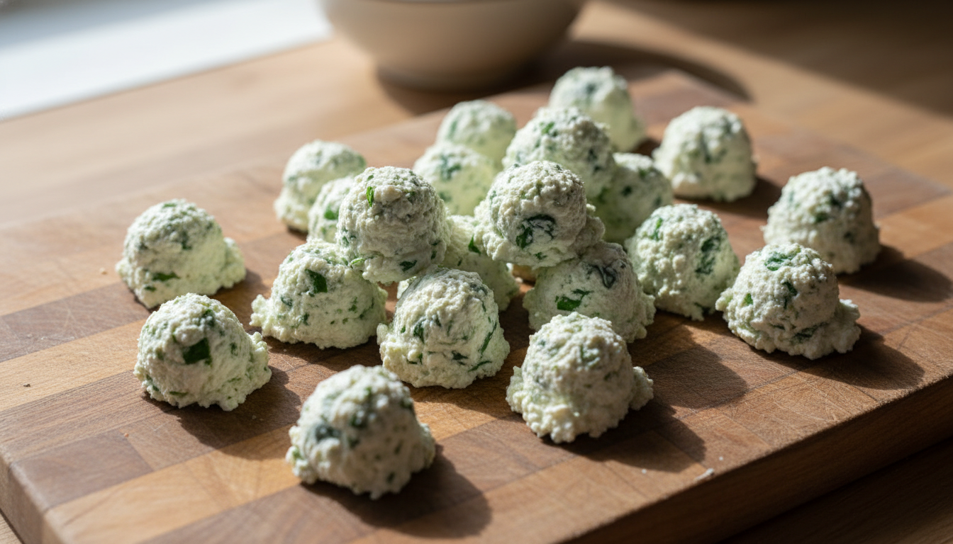 No-Bake Training Treats with Spinach and Cottage Cheese