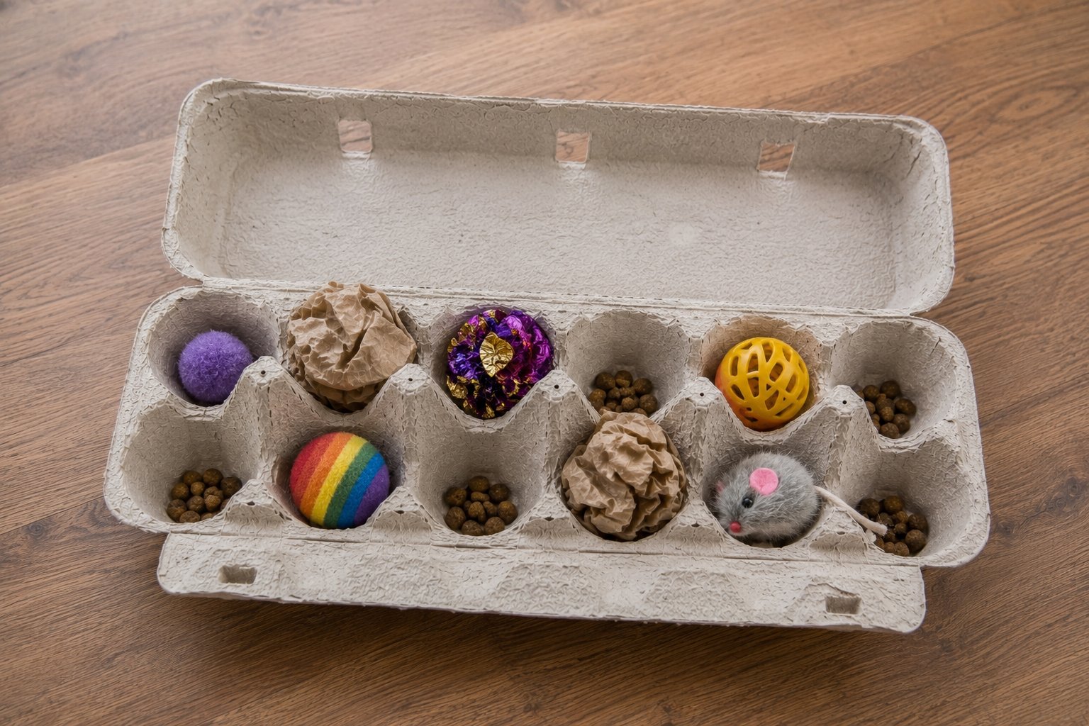 Egg Carton Treasure Hunt for Cats: Enrichment Activity