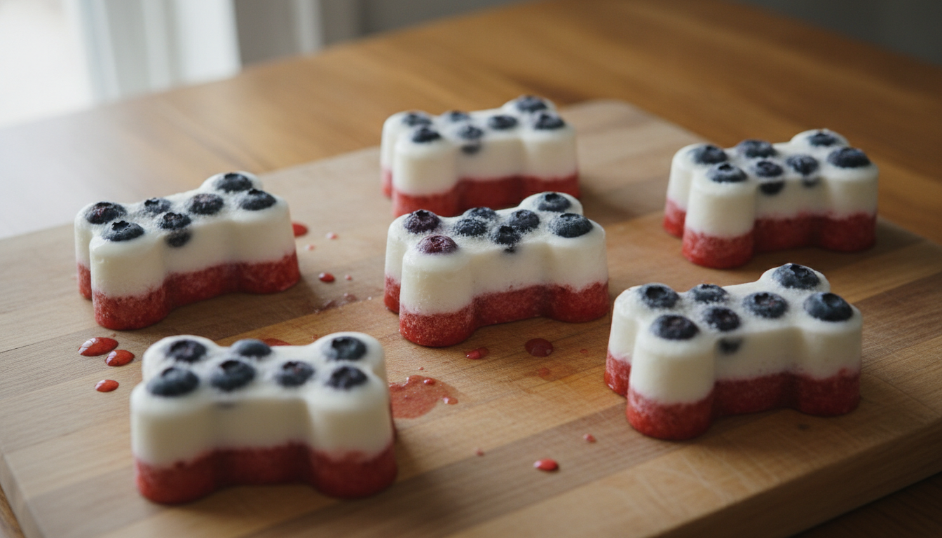 Red, White & Blueberry Frozen Bones: Festive Dog Treats