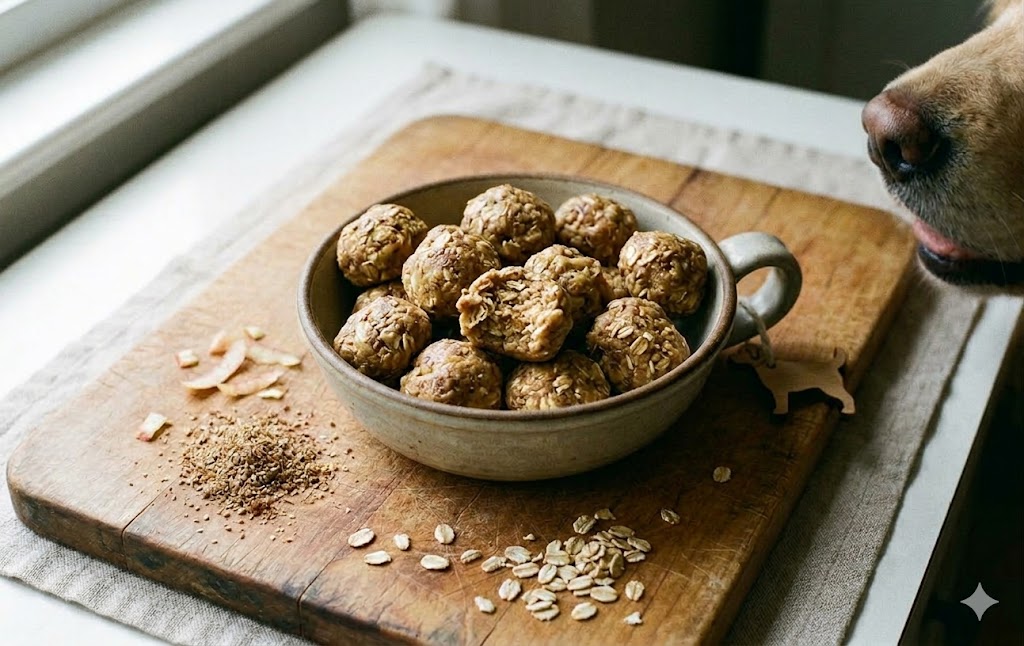 Healthy No-Bake Dog Treats: Apple and Oats Bites
