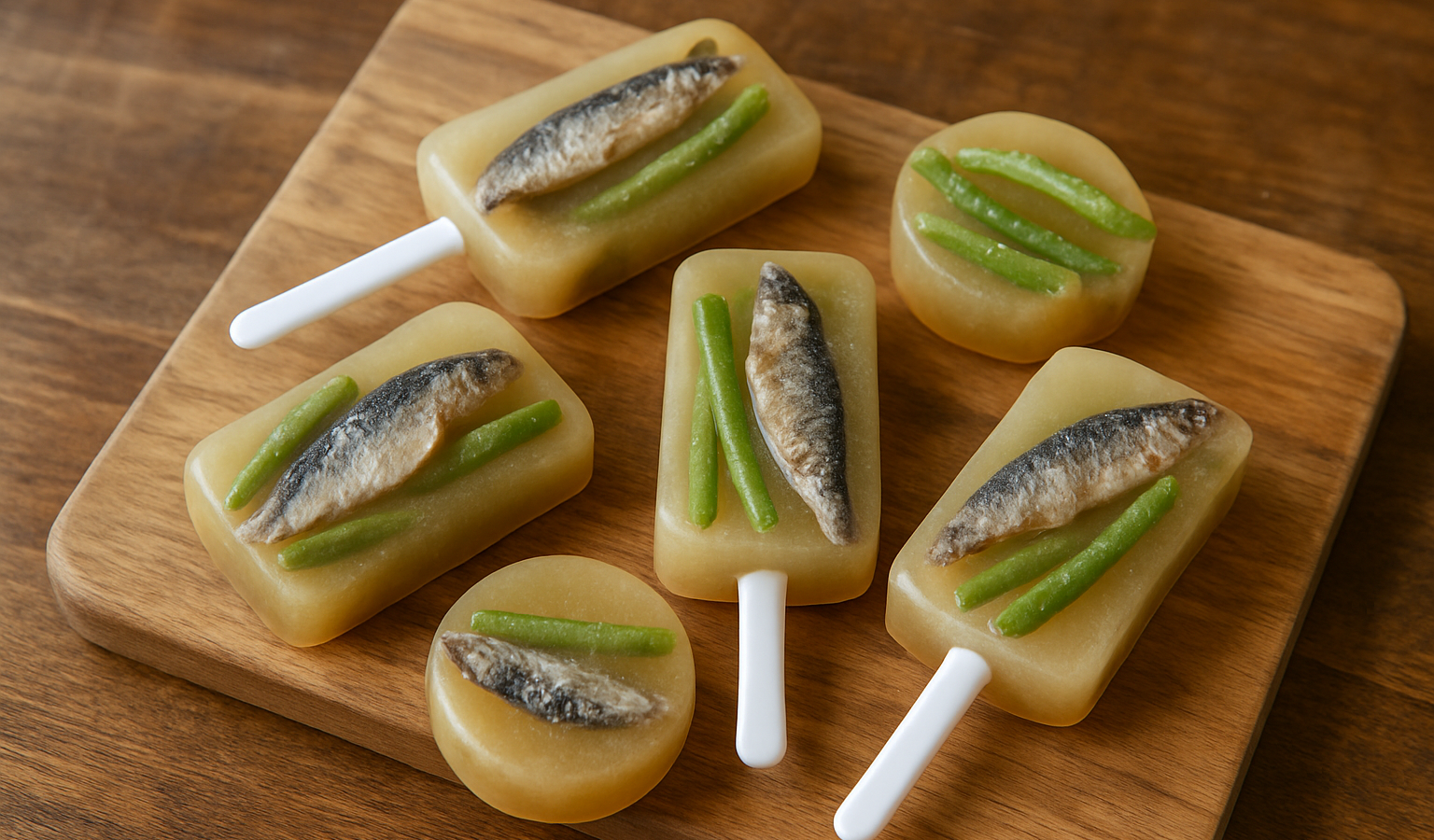 Frozen Dog Treats: Sardine and Green Bean Broth Pops