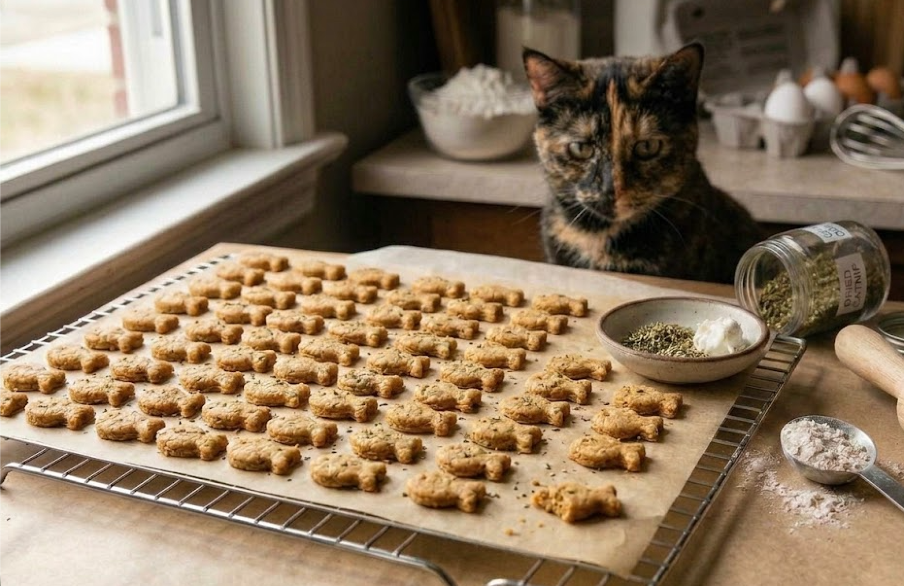 Baked Cat Treats: Catnip and Goat Cheese Cookies