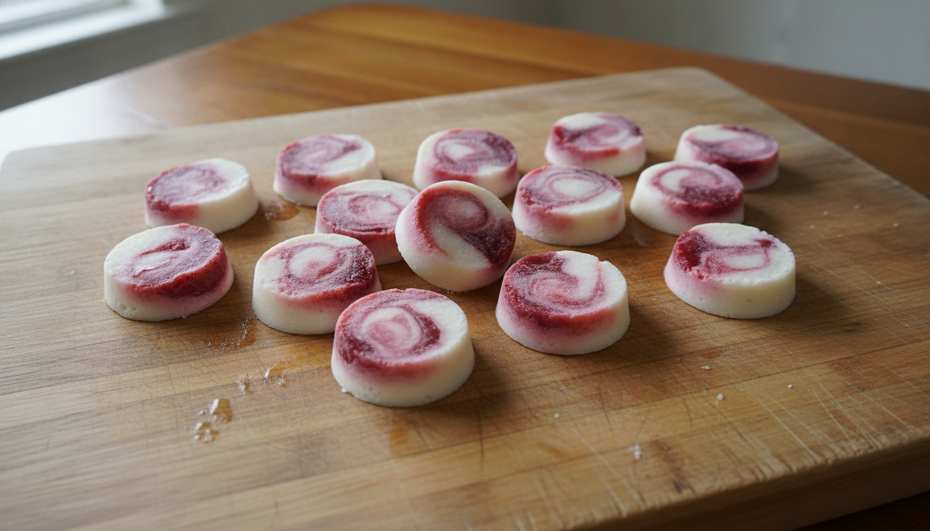 Frozen Dog Treats: Cranberry and Kefir Swirl Bites