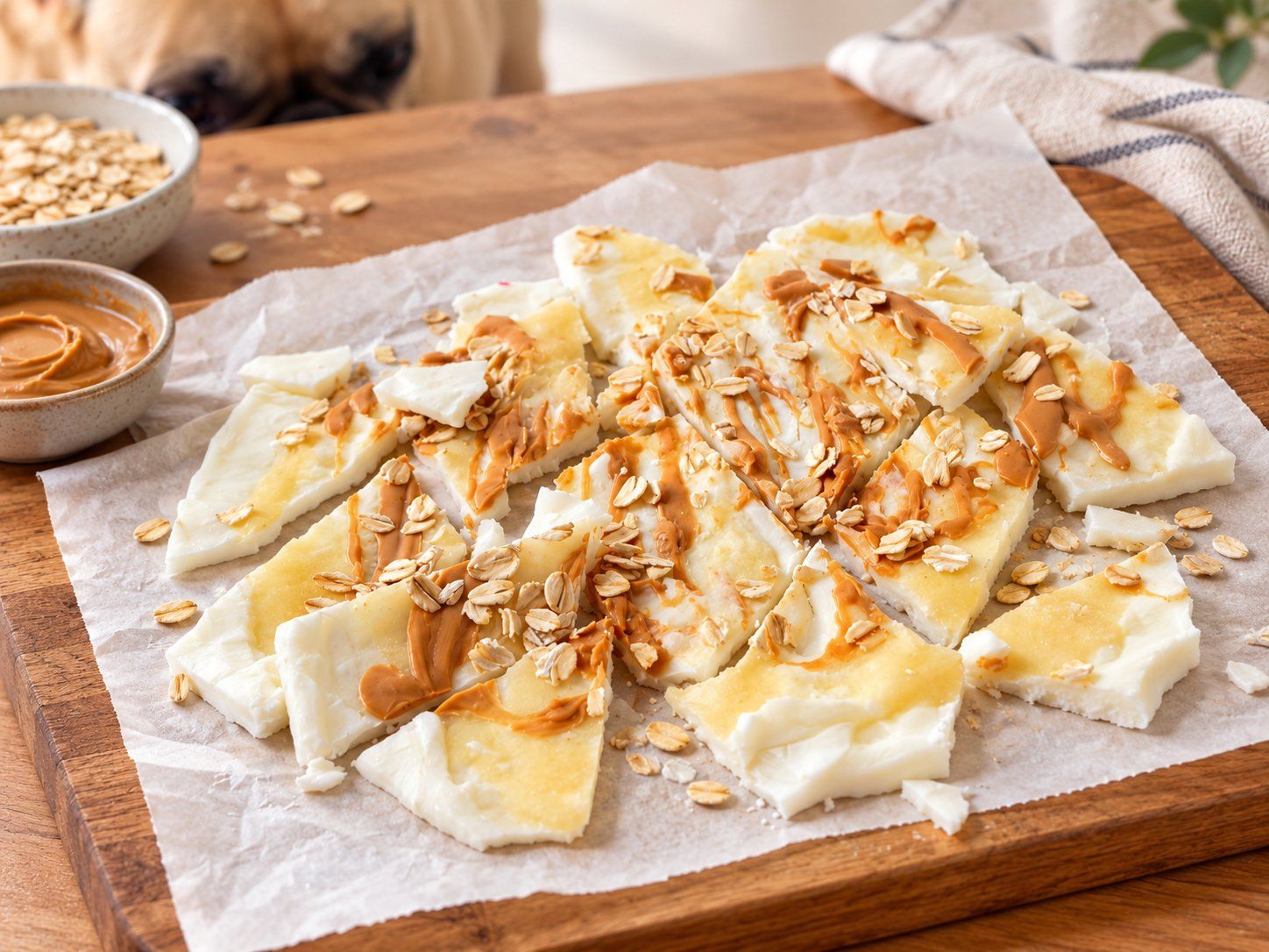 Apple Peanut Butter Dog Treats: Frozen Yogurt Bark Recipe
