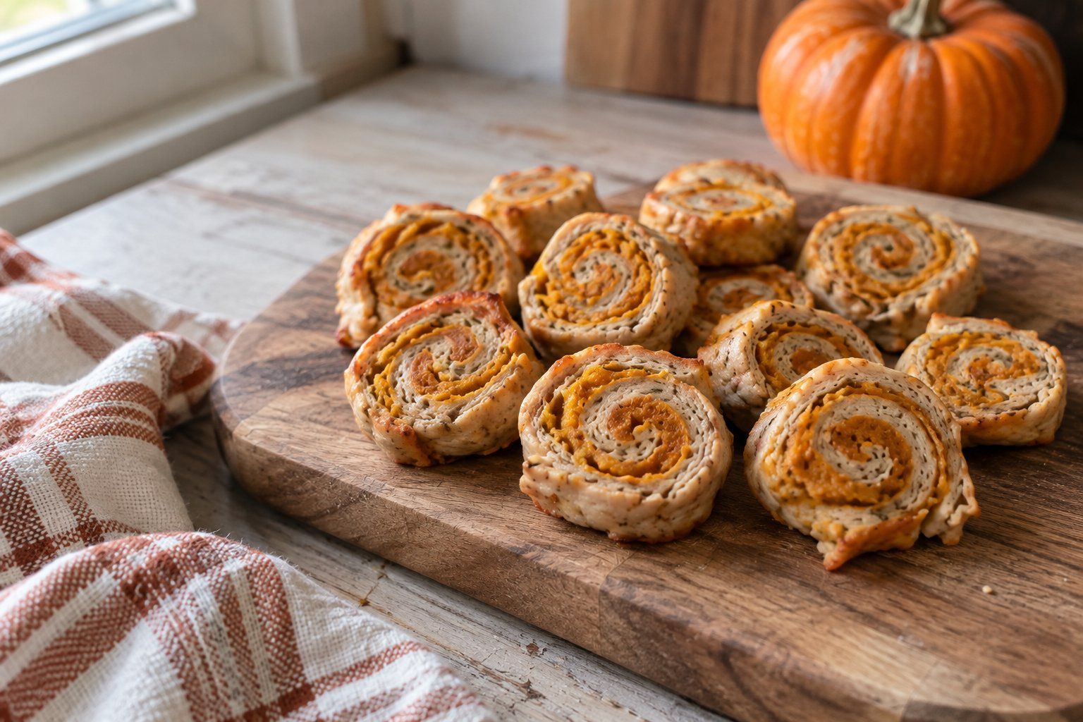 Turkey Cat Treats: Pumpkin and Turkey Pinwheels