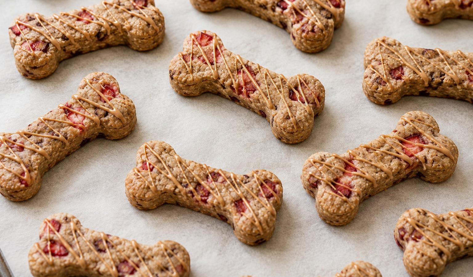 Peanut Butter Dog Treats: Strawberry Shortbread Bones
