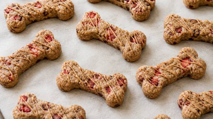 Peanut Butter Dog Treats: Strawberry Shortbread Bones