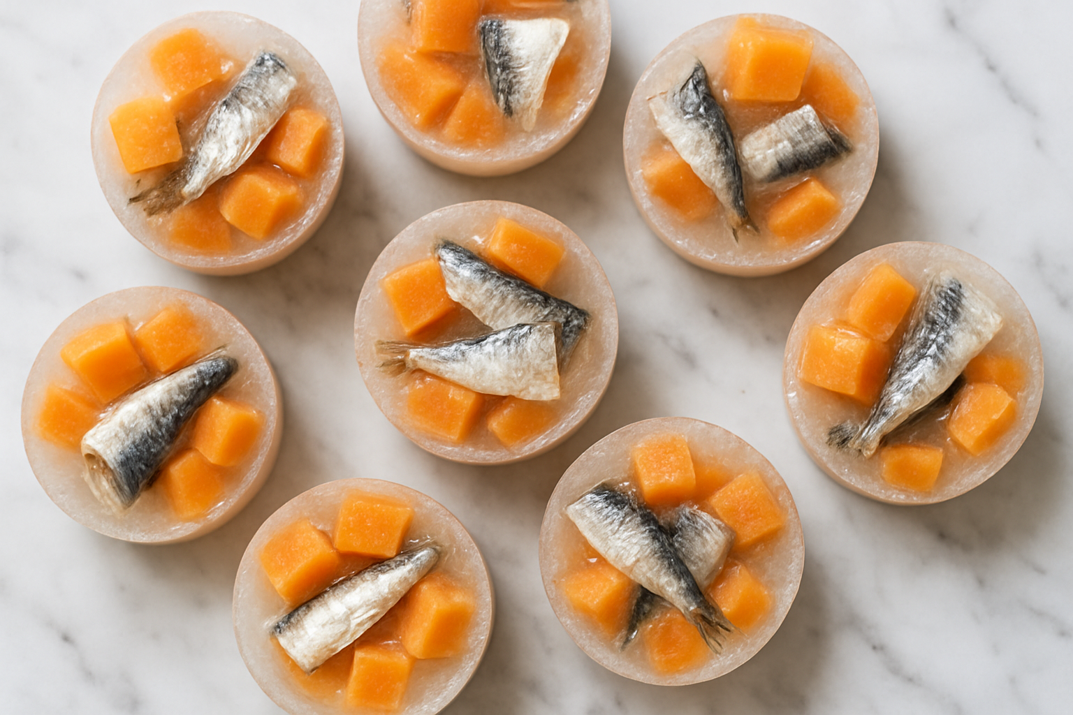 Frozen Dog Treats: Sardine and Papaya Bowls