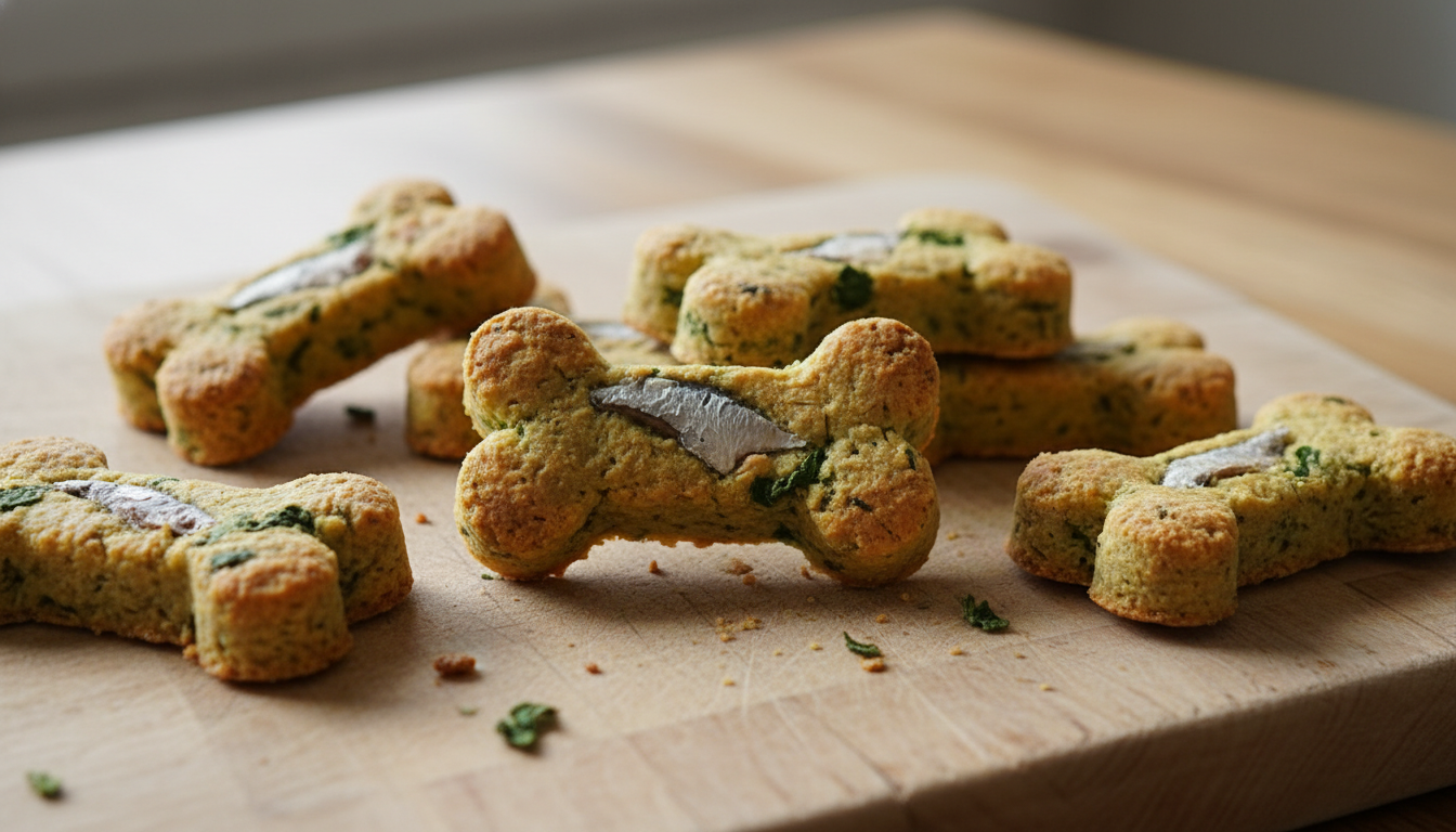 Spinach & Sardine Biscuit Bones: Omega-Rich Treats for Dogs