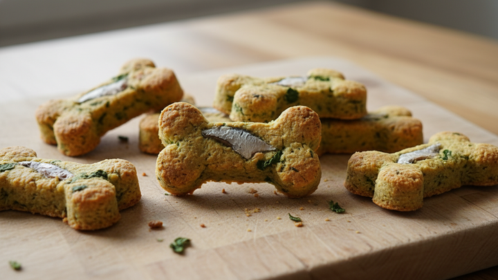 Spinach & Sardine Biscuit Bones: Omega-Rich Treats for Dogs